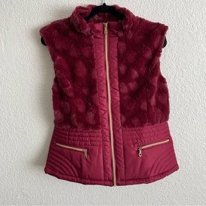 NWT Platini Red Cherry Pink Embossed Fleece Zip Women’s Vest